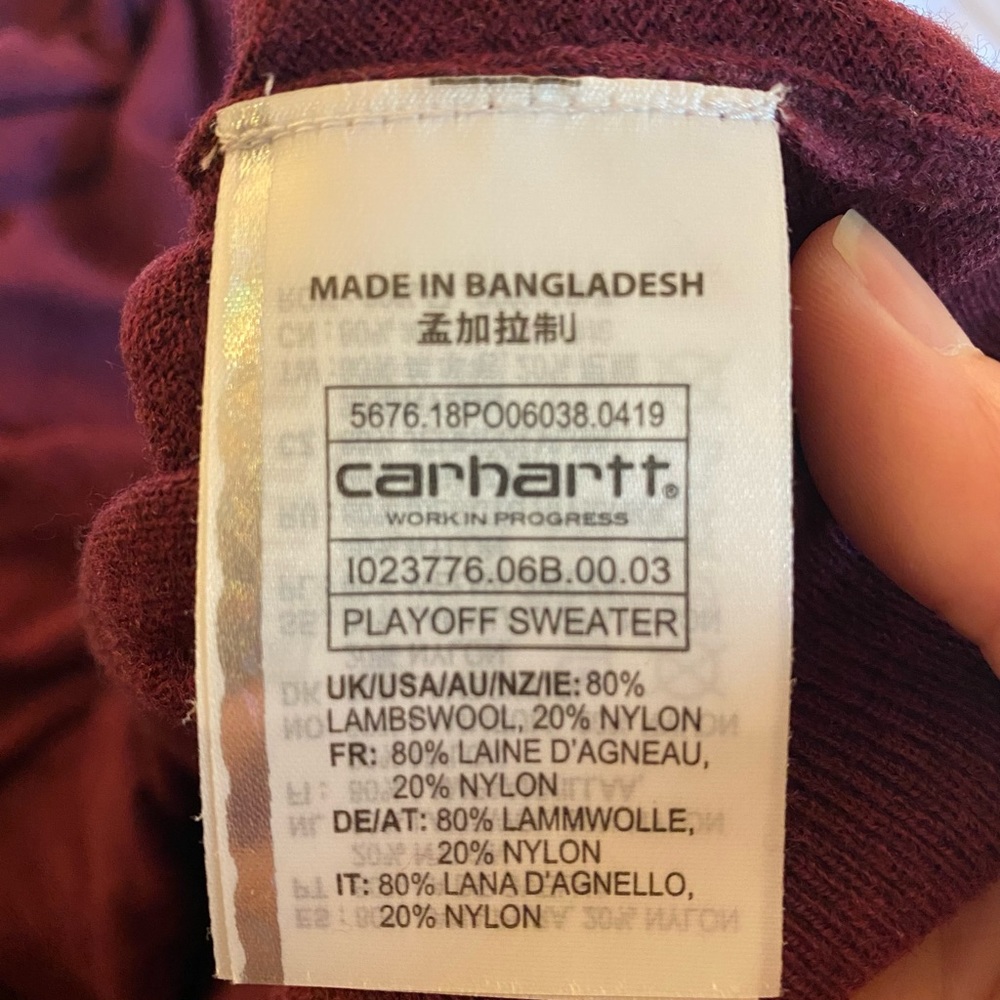 Mens Carhartt Sweater Maroon size M - Picture 4 of 4